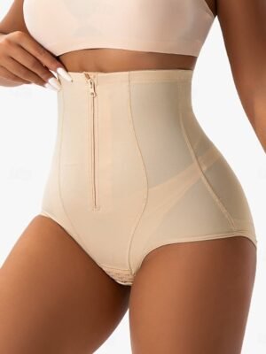 Shapewear High Waist Plain Elastic Waistband Shorts - Image 3