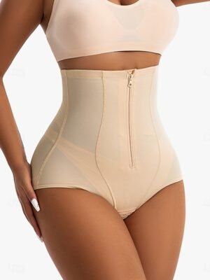 Shapewear High Waist Plain Elastic Waistband Shorts - Image 4