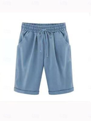 Simple Casual Elastic Waist Pure Colour Five-Point Lounge Shorts - Image 10