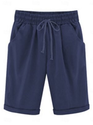 Simple Casual Elastic Waist Pure Colour Five-Point Lounge Shorts - Image 13