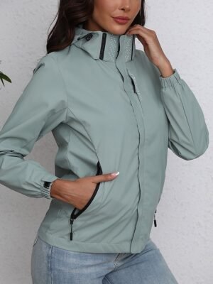 Simple Regular Fit Solid Colour Zipper Long Sleeve Trench Coat - Image 1