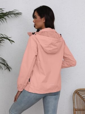 Simple Regular Fit Solid Colour Zipper Long Sleeve Trench Coat - Image 10