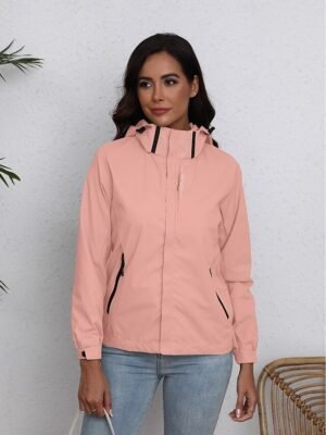 Simple Regular Fit Solid Colour Zipper Long Sleeve Trench Coat - Image 12