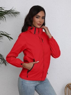 Simple Regular Fit Solid Colour Zipper Long Sleeve Trench Coat - Image 28