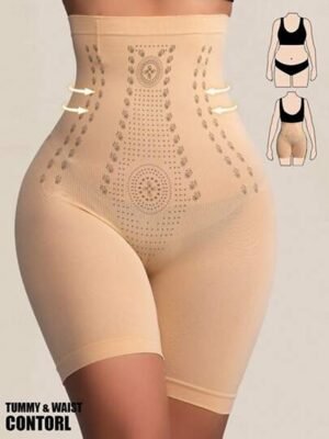 Slim Fit Shapewear High Waist Plain Elastic Waistband Shorts - Image 3