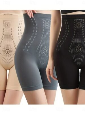 Slim Fit Shapewear High Waist Plain Elastic Waistband Shorts - Image 5