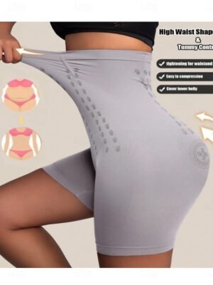 Slim Fit Shapewear High Waist Plain Elastic Waistband Shorts - Image 6