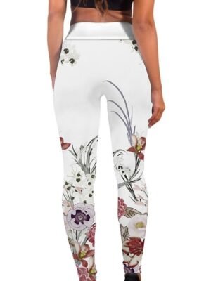 Sports High Waist Floral Yoga Leggings - Image 4