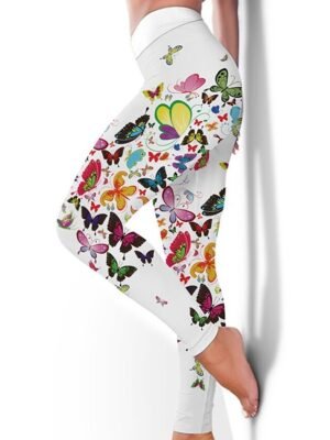 Sports High Waist Floral Yoga Leggings - Image 7