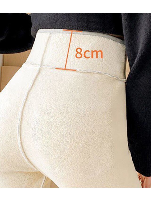 Sports High Waist Solid Full Length Fleece Leggings - Image 2