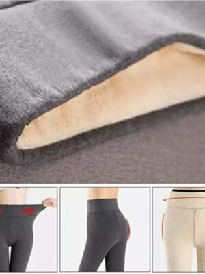 Sporty Ankle-Length Plain High Waist Fleece Leggings - Image 5