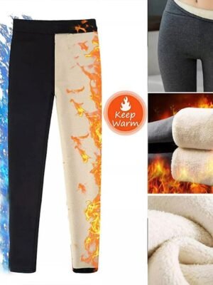 Sporty Ankle-Length Plain High Waist Fleece Leggings - Image 8