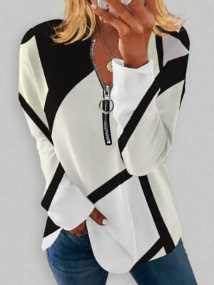 Sporty Plus Size Graphic Quarter Zip Long Sleeve Pullover - Image 3