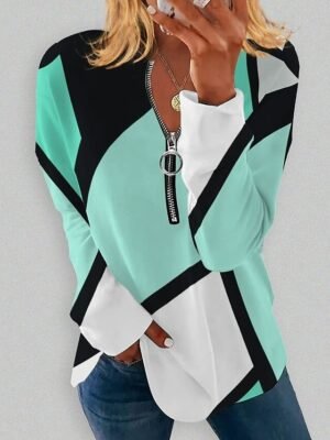 Sporty Plus Size Graphic Quarter Zip Long Sleeve Pullover - Image 5