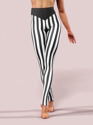 Sporty Slim Stripe Mid Waist Ankle-Length Tights - Image 1