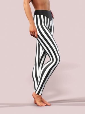 Sporty Slim Stripe Mid Waist Ankle-Length Tights - Image 3