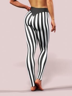 Sporty Slim Stripe Mid Waist Ankle-Length Tights - Image 4