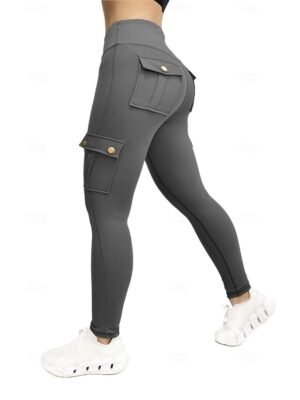Sporty Tight Plain High Waist Yoga Leggings - Image 3