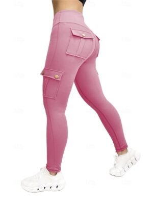 Sporty Tight Plain High Waist Yoga Leggings - Image 4