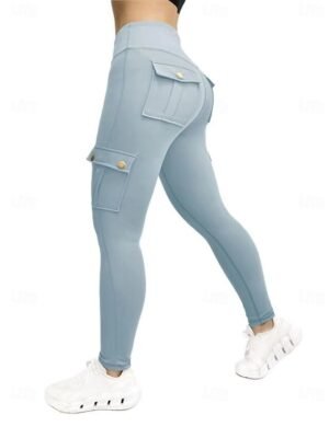 Sporty Tight Plain High Waist Yoga Leggings - Image 5