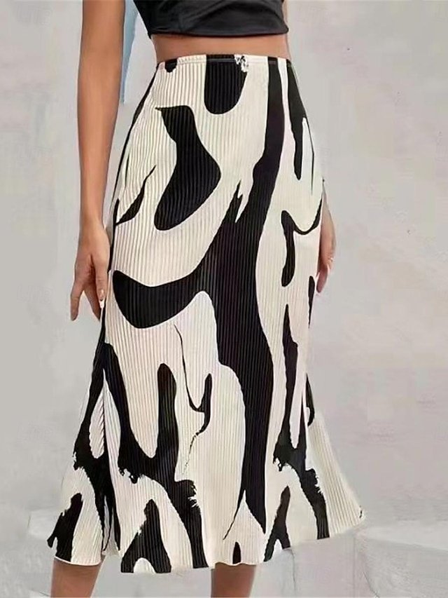 Street A Line Geometric Print Midi Skirt - Image 1