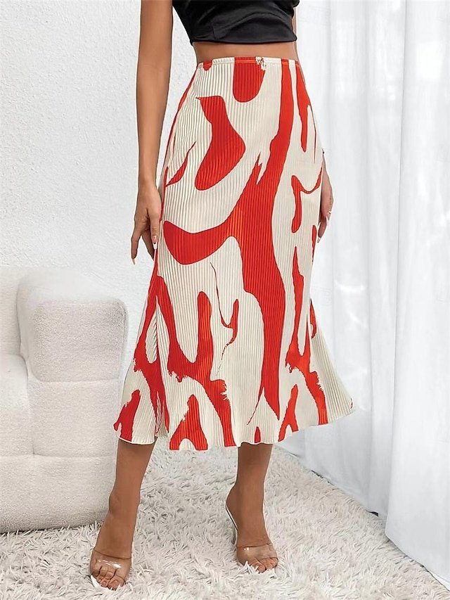 Street A Line Geometric Print Midi Skirt - Image 2
