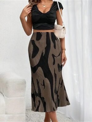 Street A Line Geometric Print Midi Skirt - Image 4
