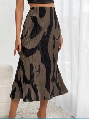 Street A Line Geometric Print Midi Skirt - Image 5
