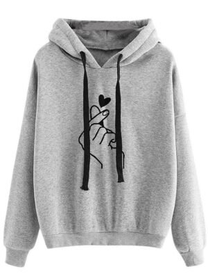 Street Casual Loose Graphic Drawstring Long Sleeve Hoodie - Image 4