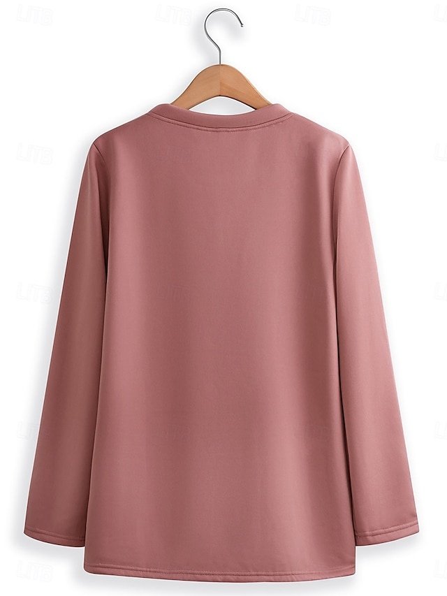 Street Casual Loose Letter Crewneck Long Sleeve Fleece Pullover - Image 1