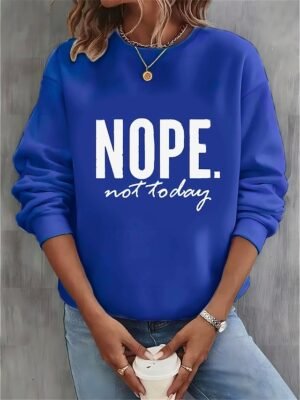 Street Casual Loose Letter Round Neck Long Sleeve Top - Image 1