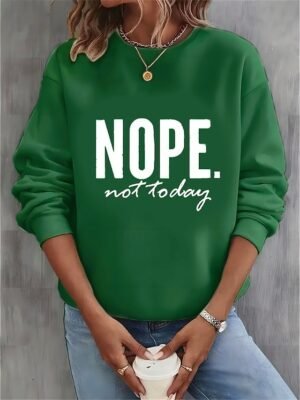 Street Casual Loose Letter Round Neck Long Sleeve Top - Image 2