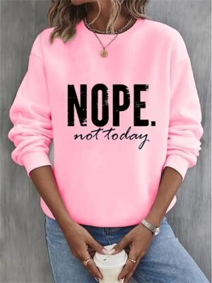 Street Casual Loose Letter Round Neck Long Sleeve Top - Image 3