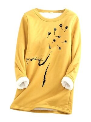 Street Casual Plus Size Fleece Round Neck Long Sleeve Pullover - Image 4