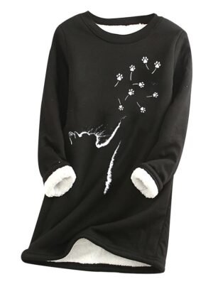 Street Casual Plus Size Fleece Round Neck Long Sleeve Pullover - Image 6