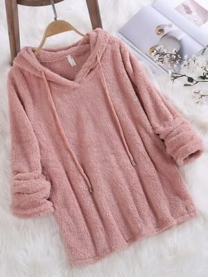 Street Casual Regular Solid Colour Drawstring Long Sleeve Hoodie - Image 1