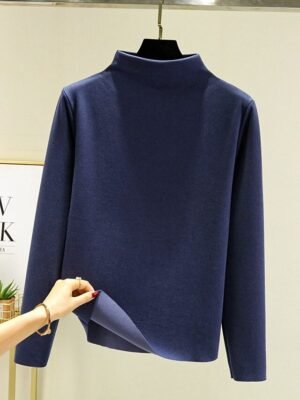 Street Casual Regular Solid Turtleneck Long Sleeve Tops - Image 2