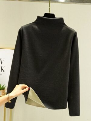 Street Casual Regular Solid Turtleneck Long Sleeve Tops - Image 4