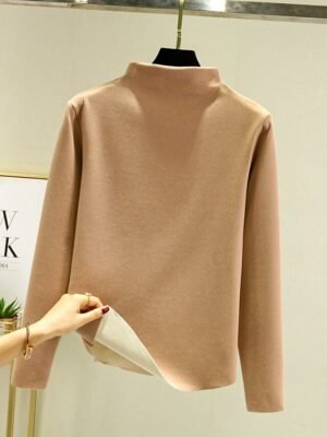 Street Casual Regular Solid Turtleneck Long Sleeve Tops - Image 5