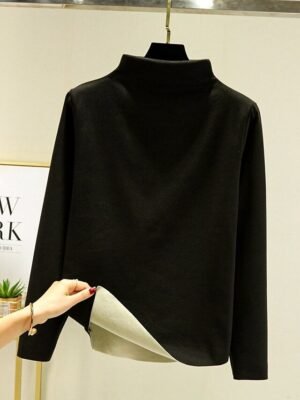 Street Casual Regular Solid Turtleneck Long Sleeve Tops - Image 6