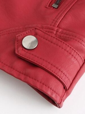 Street Loose Plain Stand Collar Long Sleeve Leather Jacket - Image 13