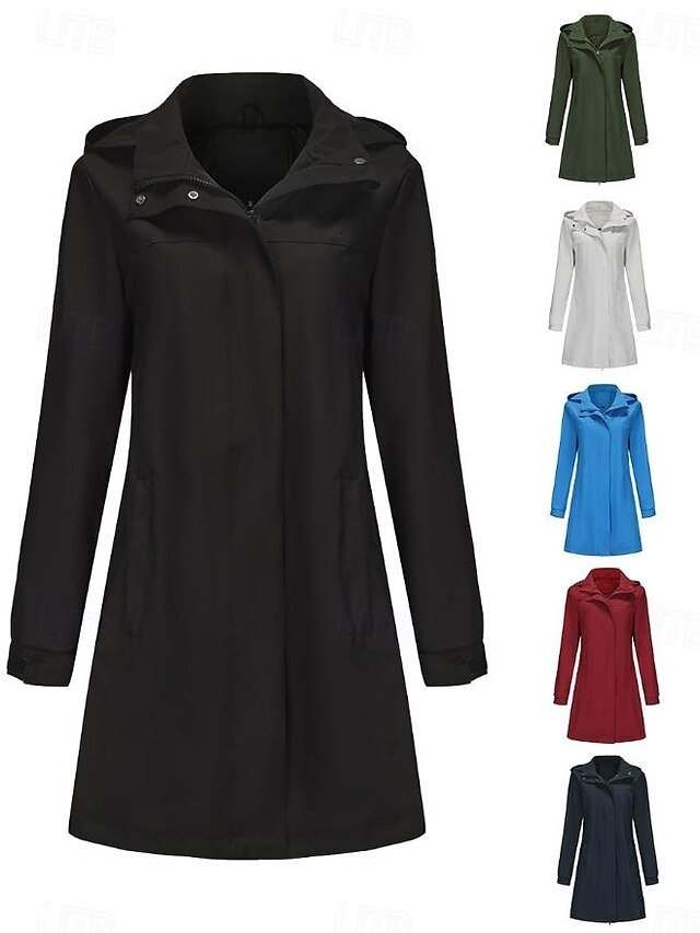 Street Regular Solid Colour Long Sleeve Casual Coat - Image 2