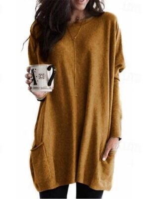 Street Regular Solid Round Neck Short Sleeve Tunic Top - Image 1