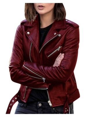 Street Regular Solid Turndown Long Sleeve Short Faux Leather Jacket - Image 2