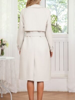 Street Style Regular Fit Plain Turndown Long Sleeve Long Coat - Image 15
