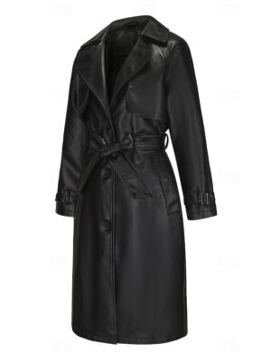 Street Style Regular Fit Plain Turndown Long Sleeve Long Coat - Image 20