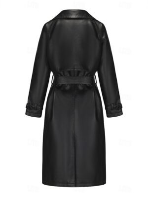 Street Style Regular Fit Plain Turndown Long Sleeve Long Coat - Image 21