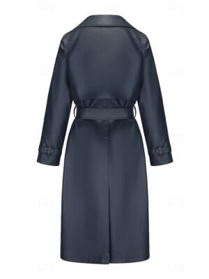 Street Style Regular Fit Plain Turndown Long Sleeve Long Coat - Image 27