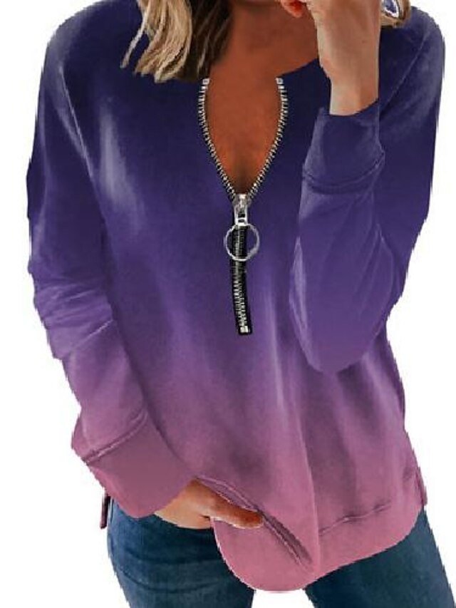 Streetwear Basic Gradient Round Neck Long Sleeve Hoodie - Image 4
