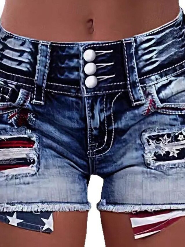 Streetwear Casual Natural Flower Pocket Denim Shorts - Image 2